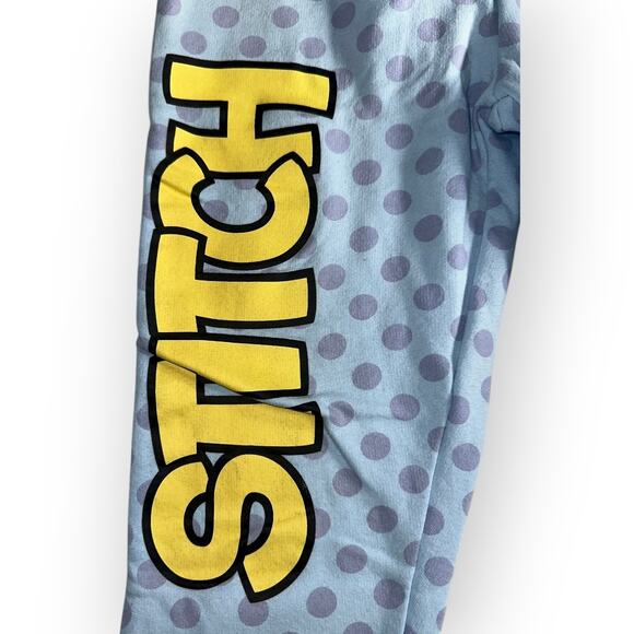 Disney Lilo & Stitch Girls Joggers Sweatpants Size 7/8 Blue Polka Dot Sleepwear - Picture 3 of 8